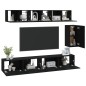 vidaXL Set Mobili Porta TV 6 pz Nero in Legno Multistrato vidaXL Set Mobili Porta TV 6 pz Nero in Legno Multistrato