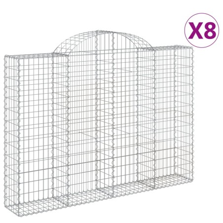 vidaXL Cesti Gabbioni ad Arco 8 pz 200x30x140/160 cm Ferro Zincato