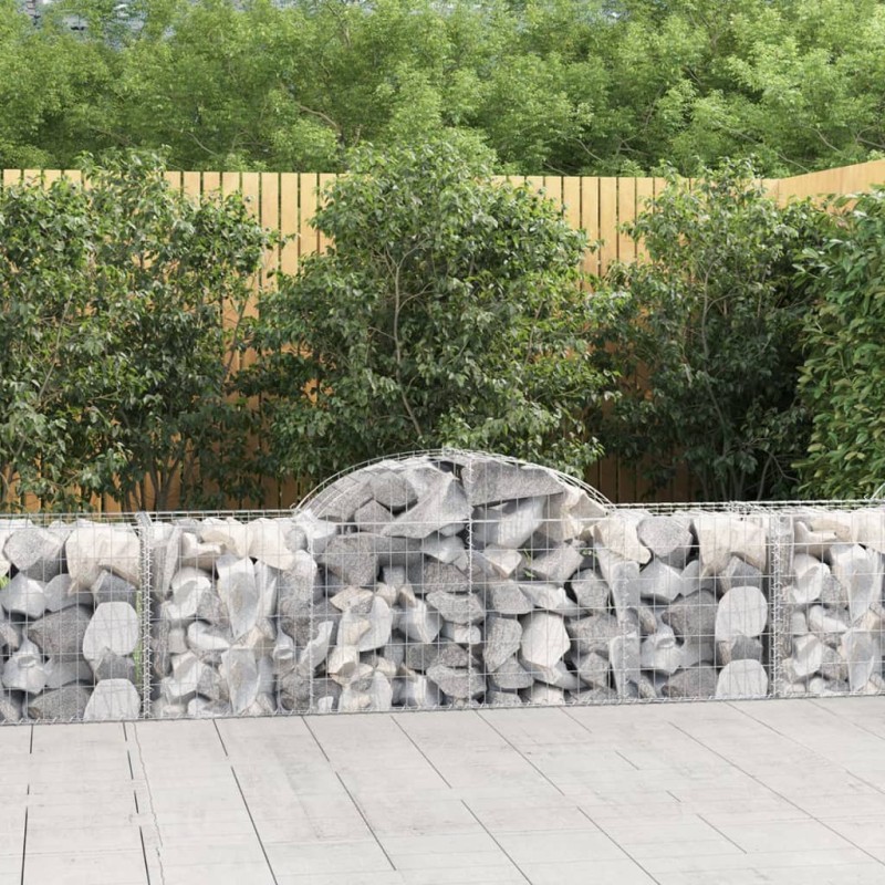 vidaXL Cesti Gabbioni ad Arco 6 pz 200x50x60/80 cm Ferro Zincato
