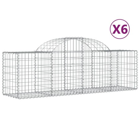 vidaXL Cesti Gabbioni ad Arco 6 pz 200x50x60/80 cm Ferro Zincato