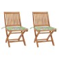Sedie da Giardino 2 pz Cuscini Motivo a Foglie Massello di Teak Sedie da Giardino 2 pz Cuscini Motivo a Foglie Massello di Teak
