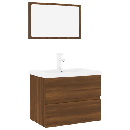 Set Mobili da Bagno Rovere Marrone in Legno Multistrato