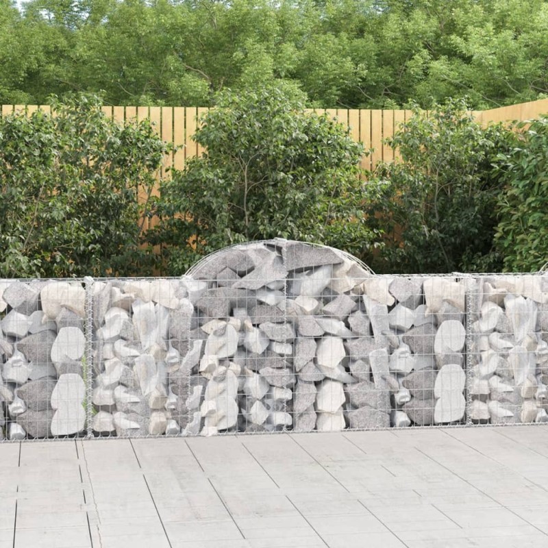 vidaXL Cesti Gabbioni ad Arco 3 pz 200x30x80/100 cm Ferro Zincato vidaXL Cesti Gabbioni ad Arco 3 pz 200x30x80/100 cm Ferro Zincato