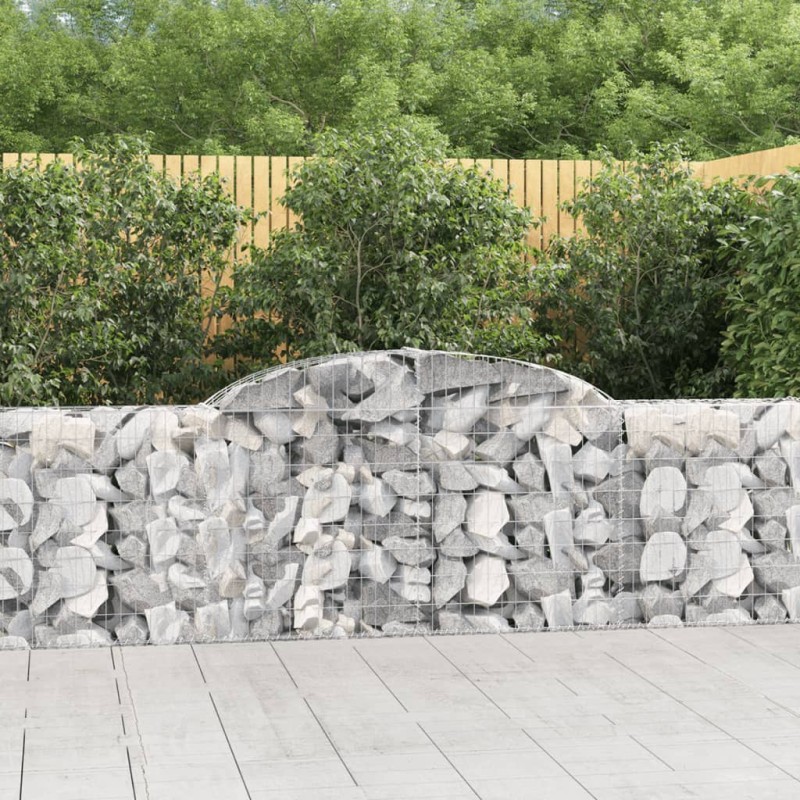 vidaXL Cesti Gabbioni ad Arco 4 pz 300x30x80/100 cm Ferro Zincato vidaXL Cesti Gabbioni ad Arco 4 pz 300x30x80/100 cm Ferro Zincato