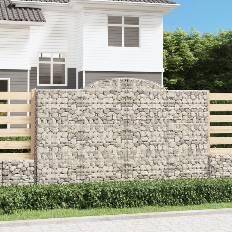 vidaXL Cesti Gabbioni ad Arco 3 pz 300x30x180/200 cm Ferro Zincato