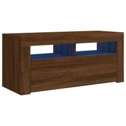 vidaXL Mobile Porta TV con Luci LED Rovere Marrone 90x35x40 cm