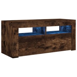 vidaXL Mobile Porta TV con Luci LED Rovere Fumo 90x35x40 cm