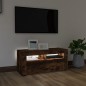 vidaXL Mobile Porta TV con Luci LED Rovere Fumo 90x35x40 cm