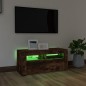 vidaXL Mobile Porta TV con Luci LED Rovere Fumo 90x35x40 cm