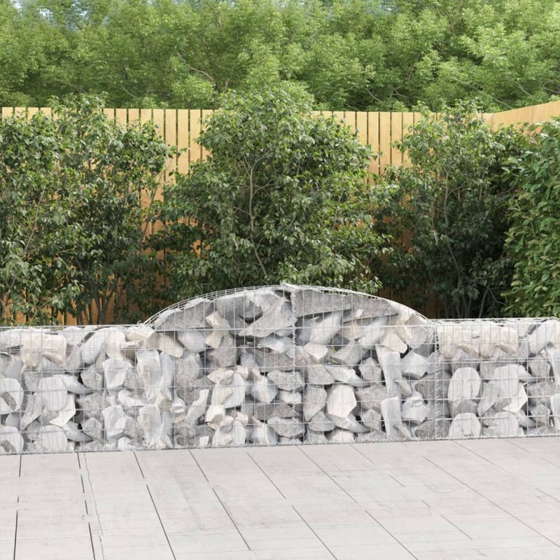 vidaXL Cesti Gabbioni ad Arco 8 pz 300x30x60/80 cm Ferro Zincato vidaXL Cesti Gabbioni ad Arco 8 pz 300x30x60/80 cm Ferro Zincato