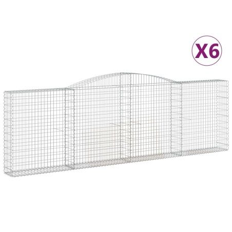 vidaXL Cesti Gabbioni ad Arco 6 pz 400x30x120/140 cm Ferro Zincato