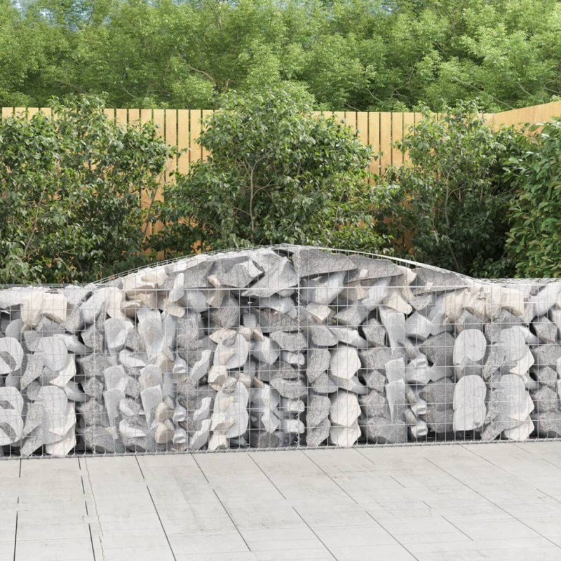 vidaXL Cesti Gabbioni ad Arco 3 pz 400x50x80/100 cm Ferro Zincato vidaXL Cesti Gabbioni ad Arco 3 pz 400x50x80/100 cm Ferro Zincato