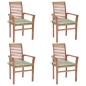 Sedie da Pranzo 4 pz Cuscini Motivo a Foglie Massello di Teak Sedie da Pranzo 4 pz Cuscini Motivo a Foglie Massello di Teak