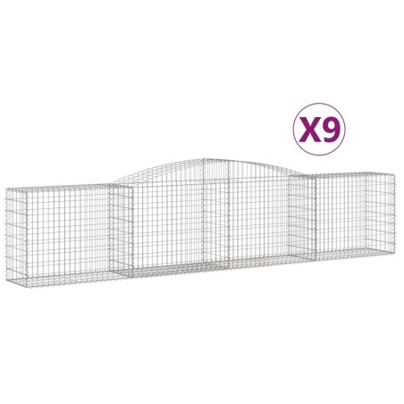 vidaXL Cesti Gabbioni ad Arco 9 pz 400x50x80/100 cm Ferro Zincato