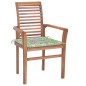 Sedie da Pranzo 4 pz Cuscini Motivo a Foglie Massello di Teak Sedie da Pranzo 4 pz Cuscini Motivo a Foglie Massello di Teak