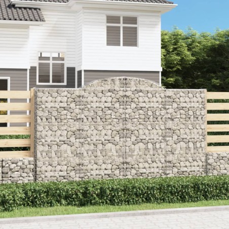 vidaXL Cesti Gabbioni ad Arco 3 pz 300x50x180/200 cm Ferro Zincato