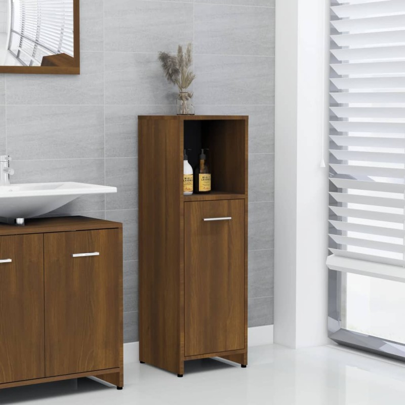 Armadietto Bagno Rovere Marrone 30x30x95cm in Legno Multistrato Armadietto Bagno Rovere Marrone 30x30x95cm in Legno Multistrato