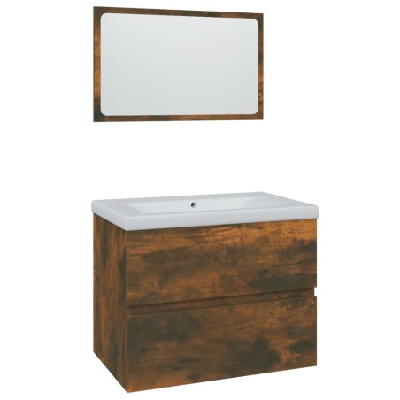 vidaXL Set di Mobili da Bagno Rovere Fumo in Legno Multistrato
