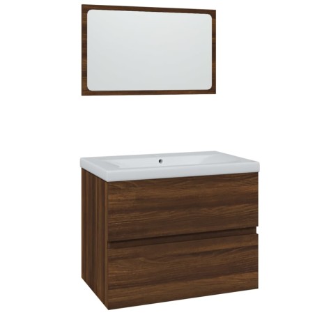 vidaXL Set Mobili da Bagno Rovere Marrone in Legno Multistrato