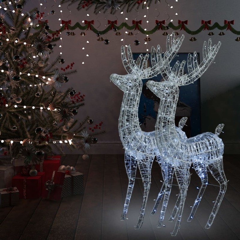vidaXL Renne di Natale XXL in Acrilico 250 LED 2pz 180cm Bianco Freddo vidaXL Renne di Natale XXL in Acrilico 250 LED 2pz 180cm Bianco Freddo