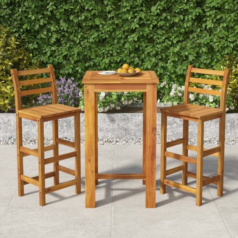 vidaXL Set da Bar da Giardino 3 pz in Legno Massello di Acacia vidaXL Set da Bar da Giardino 3 pz in Legno Massello di Acacia