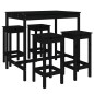 vidaXL Set Bar da Giardino 5 pz Nero in Legno Massello di Pino vidaXL Set Bar da Giardino 5 pz Nero in Legno Massello di Pino
