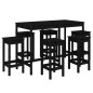 vidaXL Set Bar da Giardino 7 pz Nero in Legno Massello di Pino vidaXL Set Bar da Giardino 7 pz Nero in Legno Massello di Pino