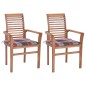 Sedie da Pranzo 2 pz e Cuscini Rossi a Quadri Massello di Teak Sedie da Pranzo 2 pz e Cuscini Rossi a Quadri Massello di Teak
