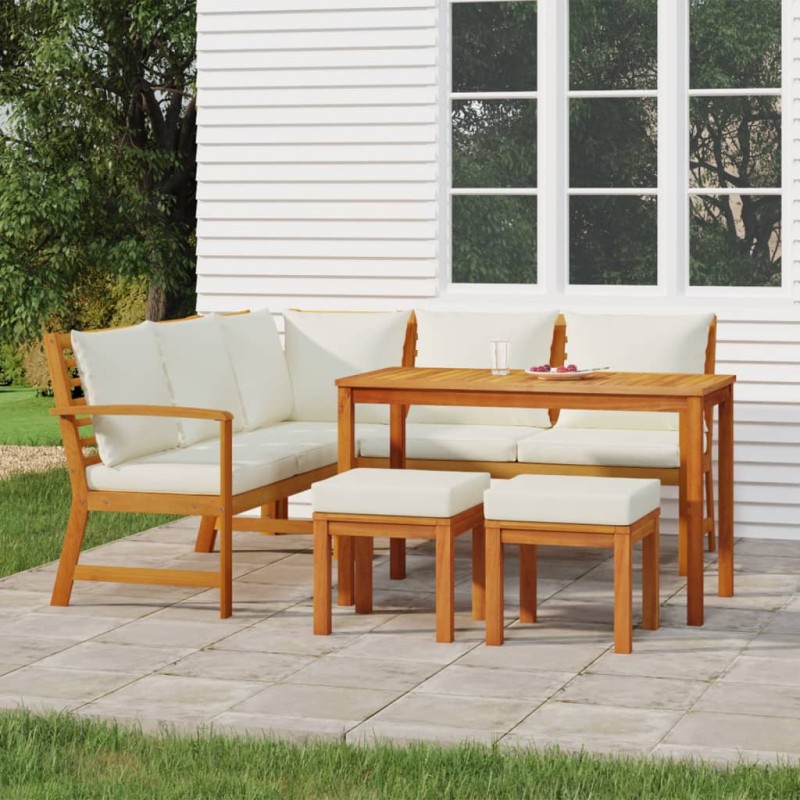 vidaXL Set da Pranzo da Giardino 6pz con Cuscini Legno Massello Acacia vidaXL Set da Pranzo da Giardino 6pz con Cuscini Legno Massello Acacia