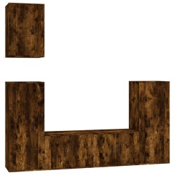 Set di Mobili Porta TV 5 pz Rovere Fumo in Legno Multistrato