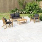 vidaXL Set Salotto da Giardino 4pz con Cuscini Grigio Scuro Bambù