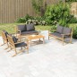 vidaXL Set Salotto da Giardino 5pz con Cuscini Grigio Scuro Bambù vidaXL Set Salotto da Giardino 5pz con Cuscini Grigio Scuro Bambù
