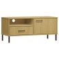 Mobile TV con Gambe Metallo Marrone Legno Massello di Pino OSLO Mobile TV con Gambe Metallo Marrone Legno Massello di Pino OSLO