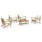 vidaXL Set Salotto da Giardino 5pz con Cuscini Bianco Crema in Bambù vidaXL Set Salotto da Giardino 5pz con Cuscini Bianco Crema in Bambù