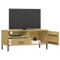 Mobile TV con Gambe Metallo Marrone Legno Massello di Pino OSLO Mobile TV con Gambe Metallo Marrone Legno Massello di Pino OSLO