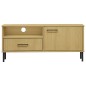 Mobile TV con Gambe Metallo Marrone Legno Massello di Pino OSLO Mobile TV con Gambe Metallo Marrone Legno Massello di Pino OSLO