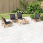 vidaXL Set Salotto da Giardino 5pz con Cuscini Grigio Scuro Bambù