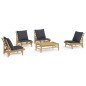 vidaXL Set Salotto da Giardino 5pz con Cuscini Grigio Scuro Bambù