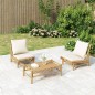 vidaXL Set Salotto da Giardino 3pz con Cuscini Bianco Crema in Bambù vidaXL Set Salotto da Giardino 3pz con Cuscini Bianco Crema in Bambù