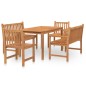 vidaXL Set da Pranzo per Giardino 5 pz in Legno Massello di Teak vidaXL Set da Pranzo per Giardino 5 pz in Legno Massello di Teak