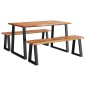 vidaXL Set da Pranzo 3 pz con Bordi Vivi in Legno Massello di Acacia