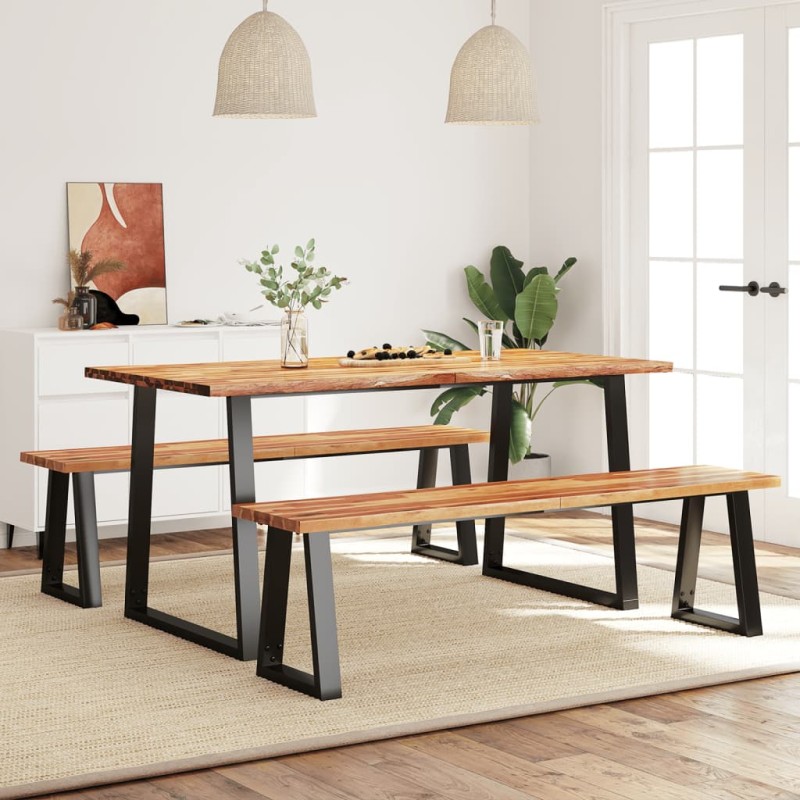 vidaXL Set da Pranzo 3 pz con Bordi Vivi in Legno Massello di Acacia vidaXL Set da Pranzo 3 pz con Bordi Vivi in Legno Massello di Acacia