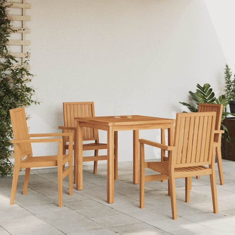vidaXL Sedie da Giardino Impilabili 4 pz 56,5x57,5x91 cm Massello Teak vidaXL Sedie da Giardino Impilabili 4 pz 56,5x57,5x91 cm Massello Teak