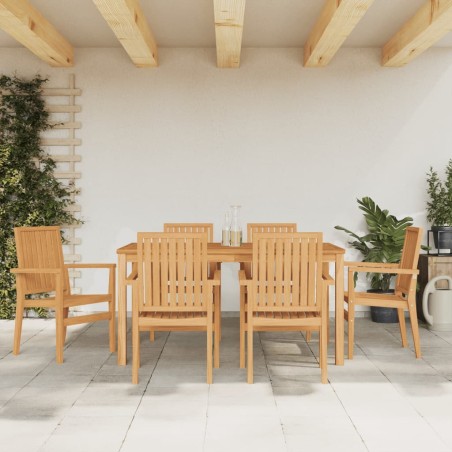 vidaXL Sedie da Giardino Impilabili 6 pz 56,5x57,5x91 cm Massello Teak