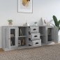 vidaXL Credenze 3 pz Grigio Sonoma in Legno Multistrato vidaXL Credenze 3 pz Grigio Sonoma in Legno Multistrato