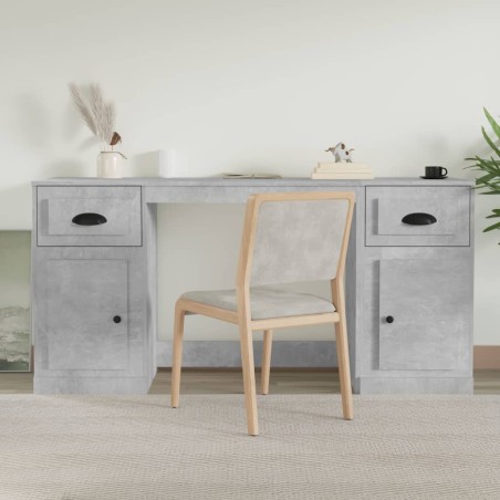 vidaXL Scrivania con Armadietto Grigio Cemento in Legno Multistrato