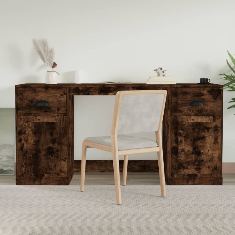 vidaXL Scrivania con Armadietto Rovere Fumo in Legno Multistrato vidaXL Scrivania con Armadietto Rovere Fumo in Legno Multistrato