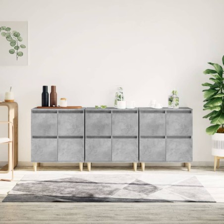 vidaXL Credenze 3pz Grigio Cemento 60x35x70 cm in Legno Multistrato