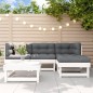vidaXL Set Divani da Giardino 5pz con Cuscini in Legno Massello Bianco