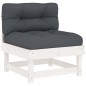 vidaXL Set Divani da Giardino 5pz con Cuscini in Legno Massello Bianco